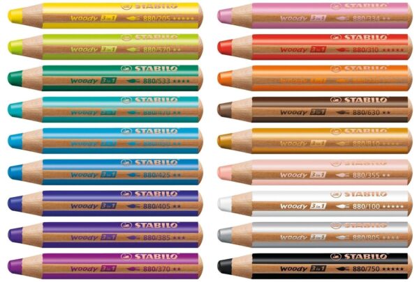 Crayons STABILO - 18 woody 3in1 + 1 taille crayon + 1 pinceau – Image 2