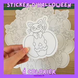 Sticker à Colorier - Chat Citrouille 🐈‍⬛🎃