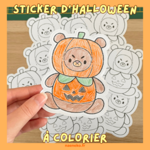 Sticker à Colorier - Ourson Citrouille 🧸🎃