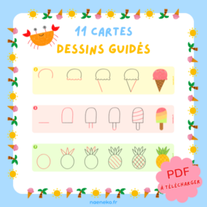 11 Cartes - Dessins Guidés Été 🍉🌴