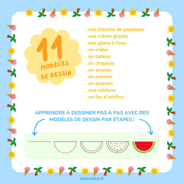 11 Cartes - Dessins Guidés Été 🍉🌴 – Image 2