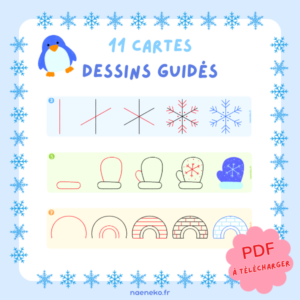 11 Cartes - Dessins Guidés Hiver ❄️☃️